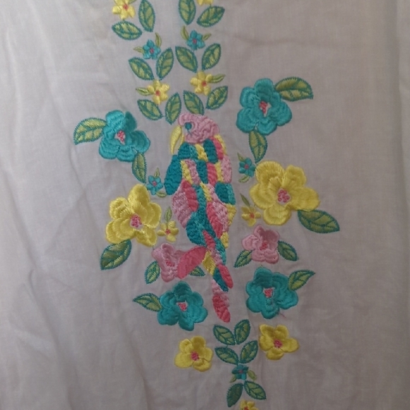 Lily Pulizer Embroidered Floral Cream Top Vintage XL - Picture 2 of 3